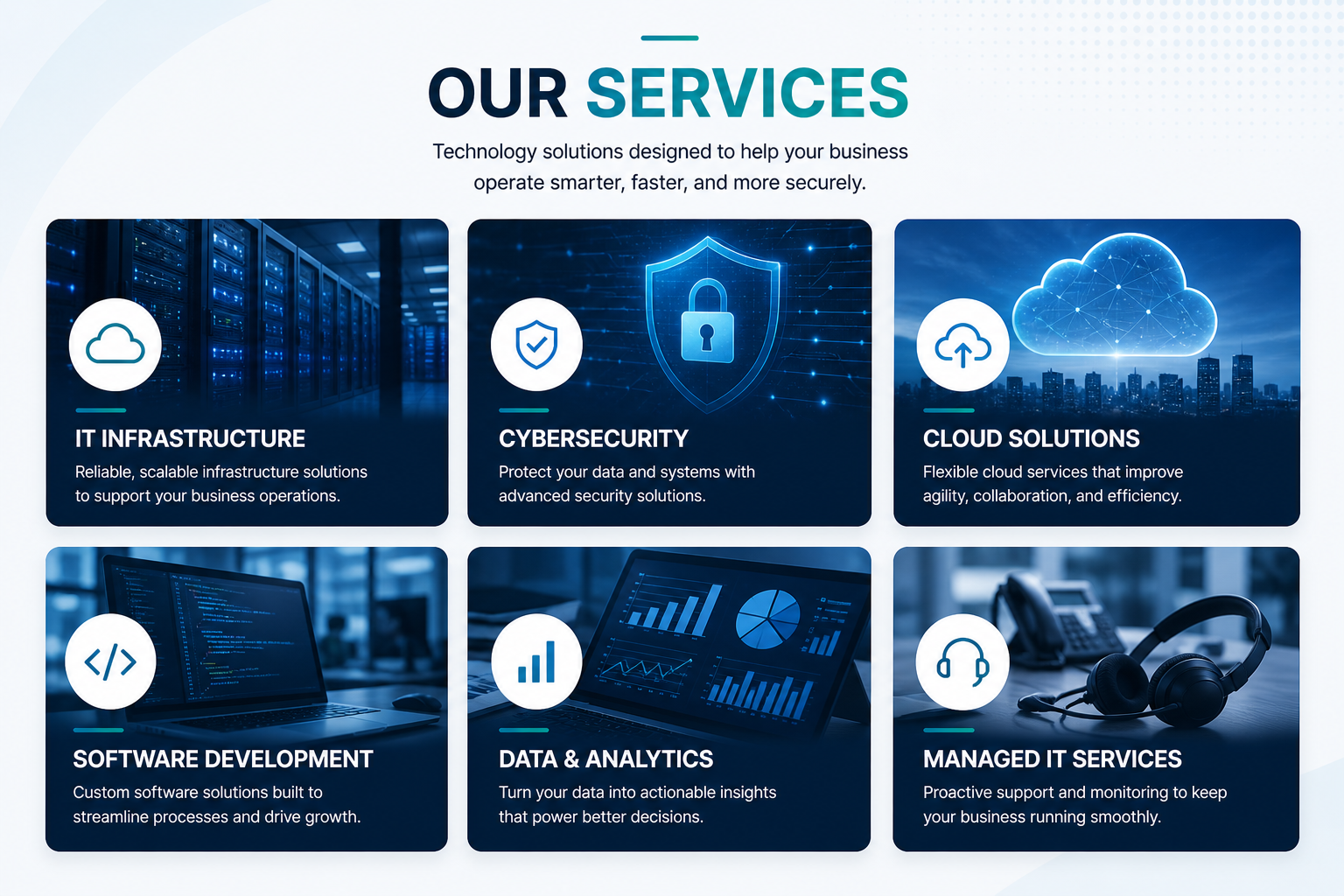 Connected business technology systems graphic